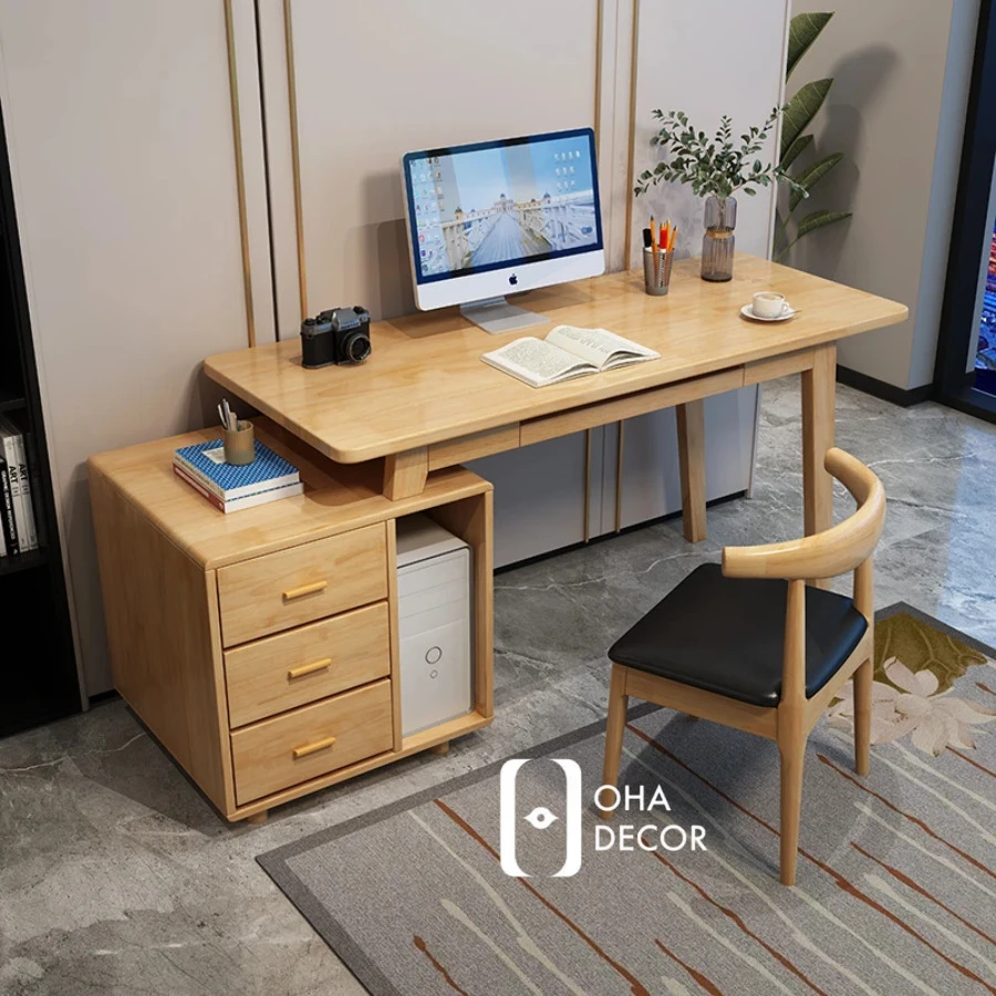 Bàn Máy Tính Đa Năng Gỗ Tự Nhiên 3 tu quan ao go go do