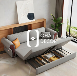 Sofa giường gỗ tự nhiên