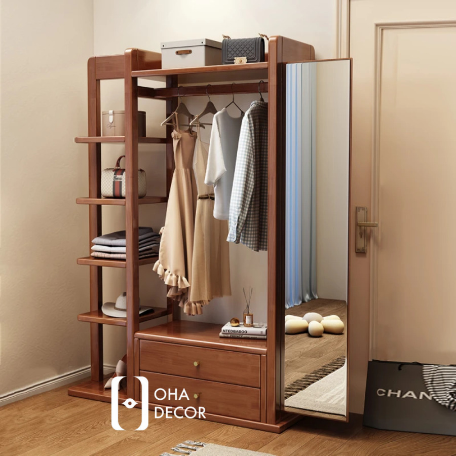 Kệ Gương Kết Hợp Kệ Treo Quần Áo 4 kệ gương kết hợp kệ treo quần áo