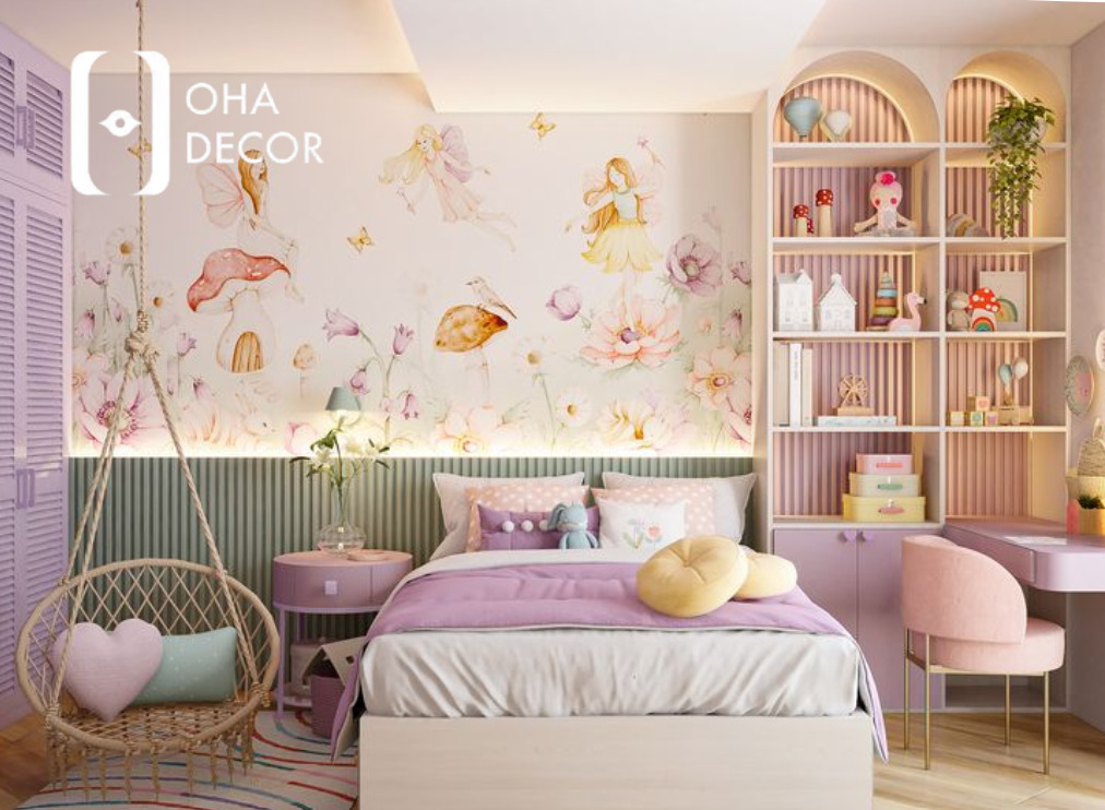 Top 9 Mẫu Giấy Dán Tường 3D Phòng Ngủ Cho Bé Gái Đà Nẵng Đẹp Lung Linh 2025 5 giấy dán tường 3d phòng ngủ cho bé gái Đà Nẵng