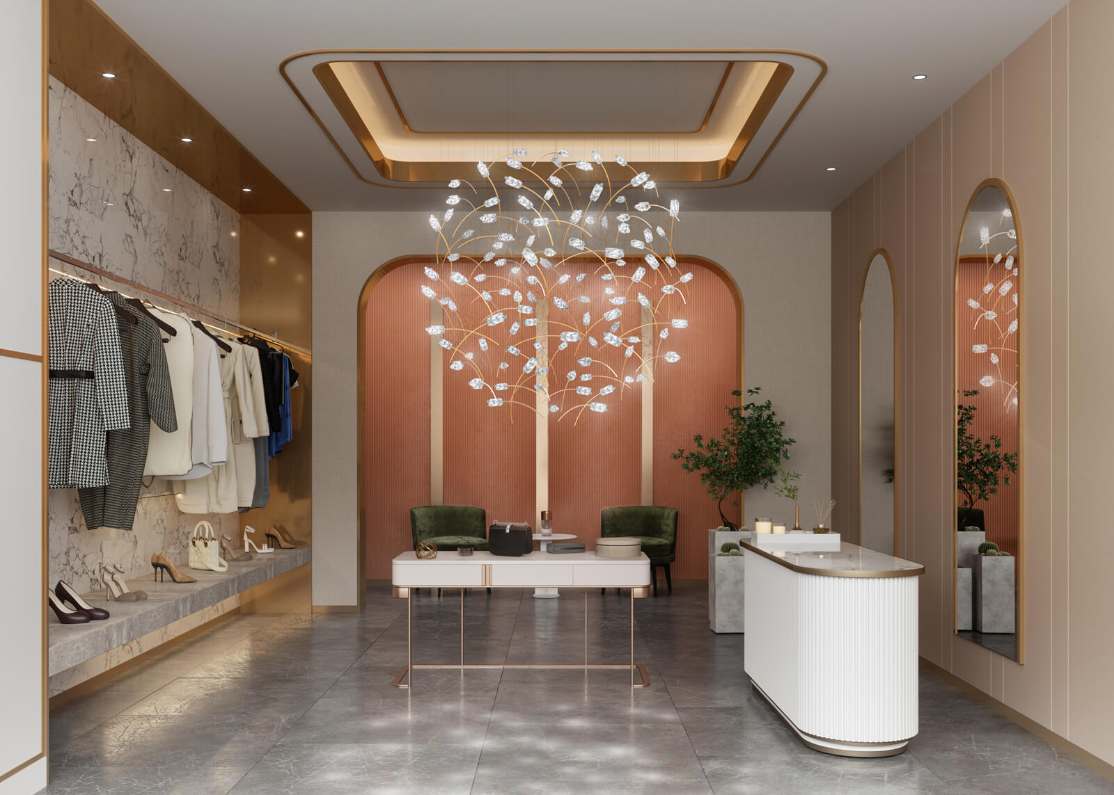 Mô tả: Thi công shop quần áo Quảng Ngãi với bản vẽ 3D chi tiết, thẩm mỹ cao Thi công shop quần áo Quảng Ngãi 2025: Tạo không gian thời trang thu hút khách hàng