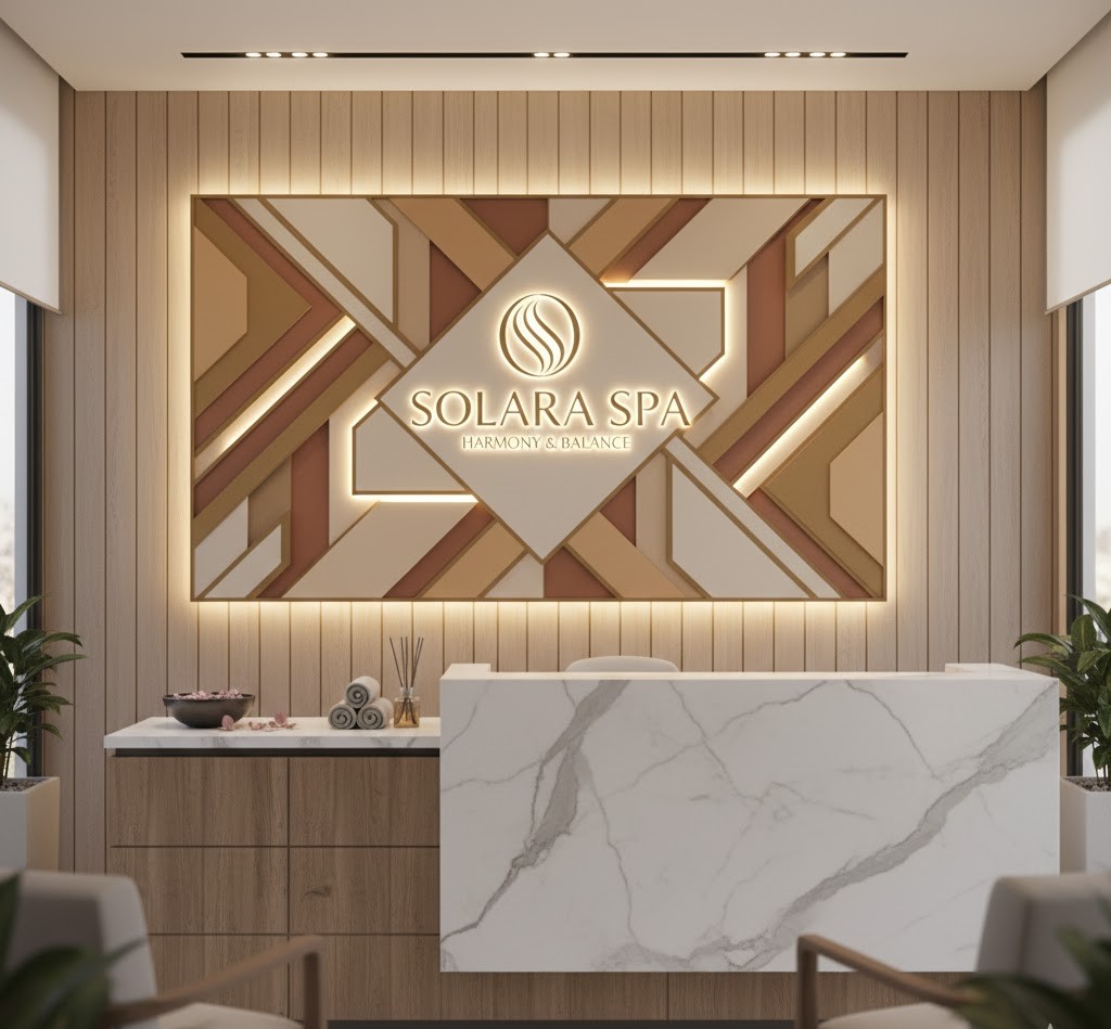 Mô tả: Thi công backdrop spa Nha Trang với đội ngũ tận tâm, nhanh chóng Backdrop fomex spa Nha Trang với thiết kế sang trọng