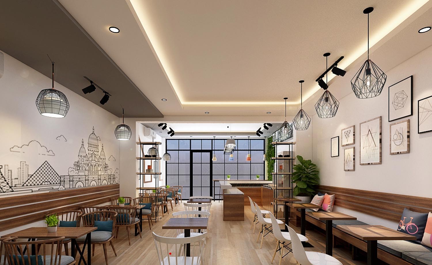 Mô tả: Nội thất quán trà sữa Hà Nội với Oha Decor mang nhiều phong cách tối giản, hiện đại và trẻ trung. Nội thất quán trà sữa Hà Nội 2025: Không gian kể chuyện thương hiệu