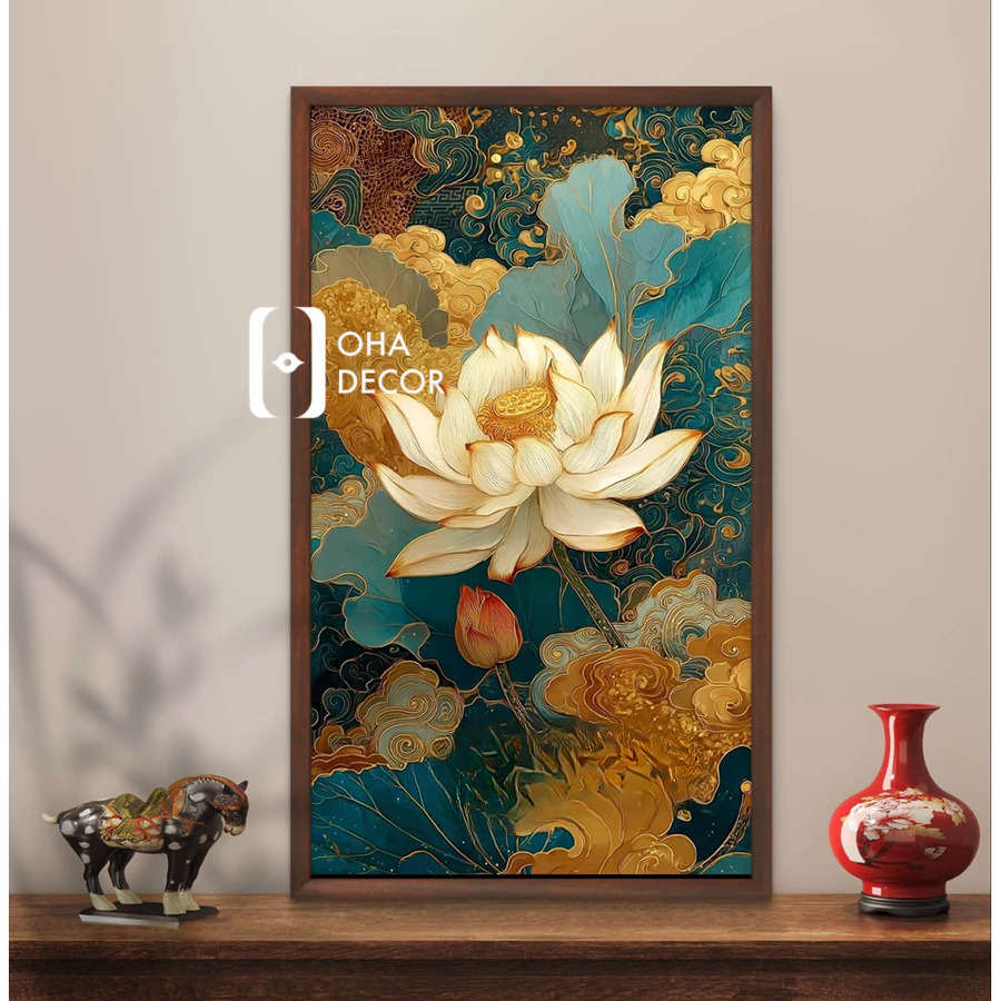 Tranh canvas hoa sen Ninh Bình – Vẻ đẹp thanh khiết tôn lên không gian sống tinh tế 4 tu quan ao go go do 3 2 14