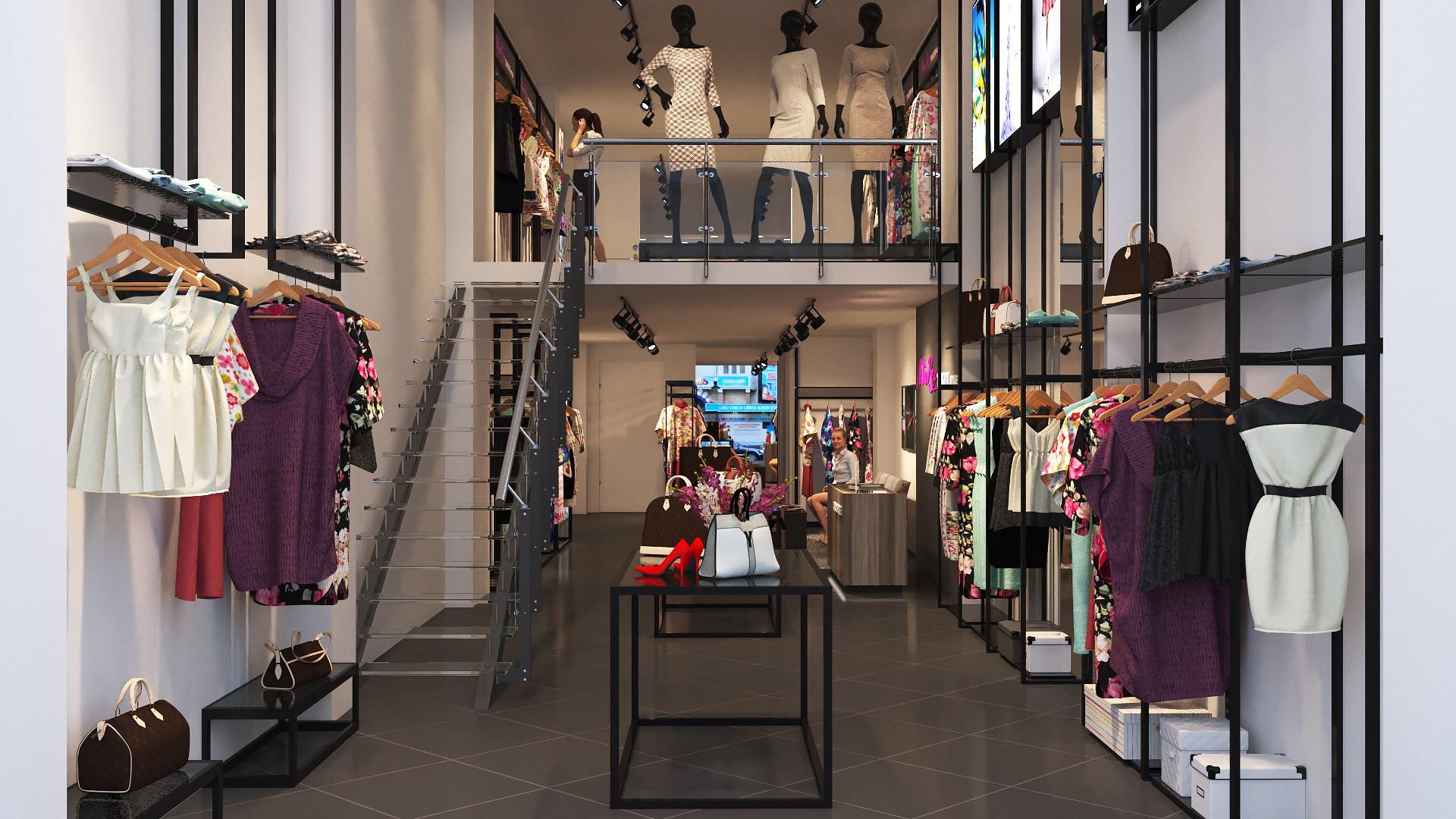 Thi công cửa hàng thời trang Huế năm 2025 – Ý tưởng nội thất thông minh, tối ưu diện tích 4 Thi công cửa hàng thời trang Huế năm 2025