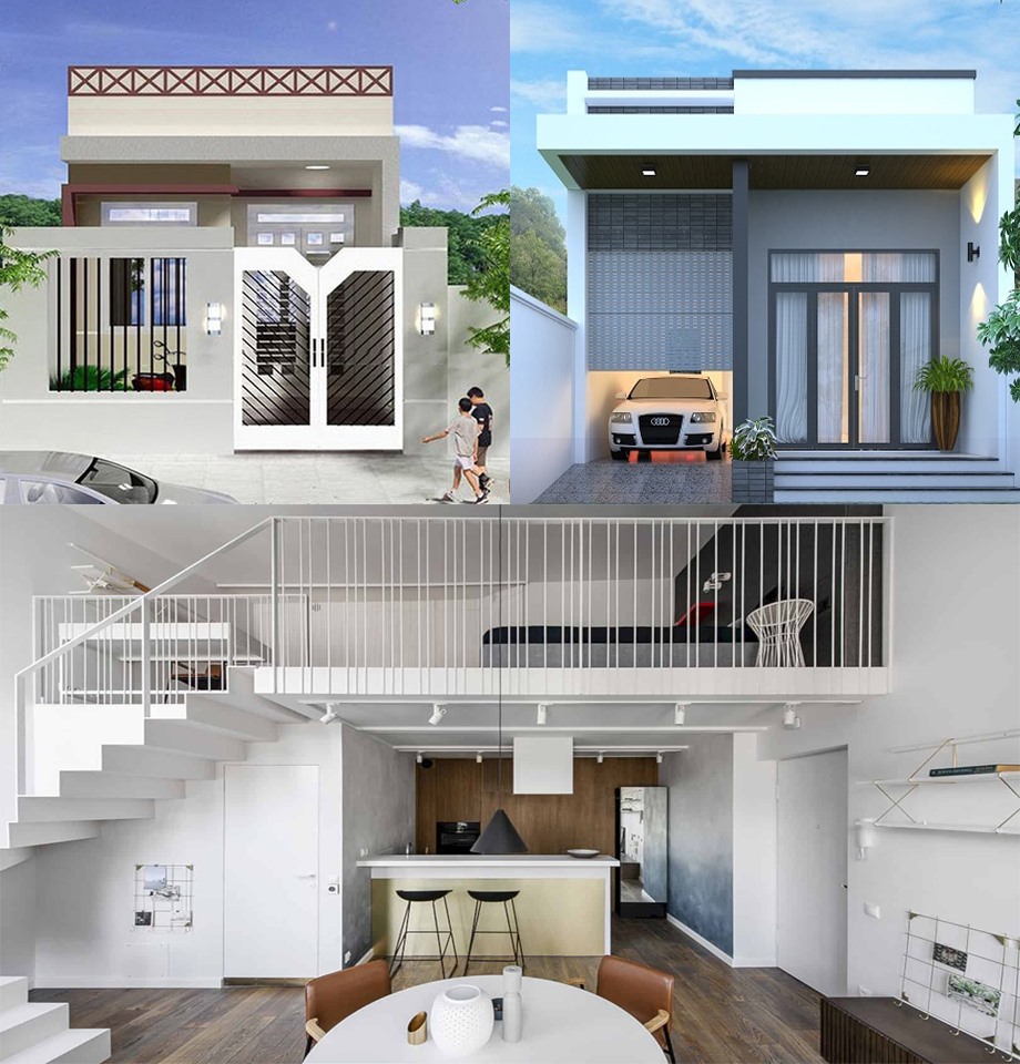 Mô tả: thi công nhà cấp 4 gác lửng Huế với cửa kính lớn, sơn trắng tinh khôi Thi Công Nhà Cấp 4 Gác Lửng Huế 2025