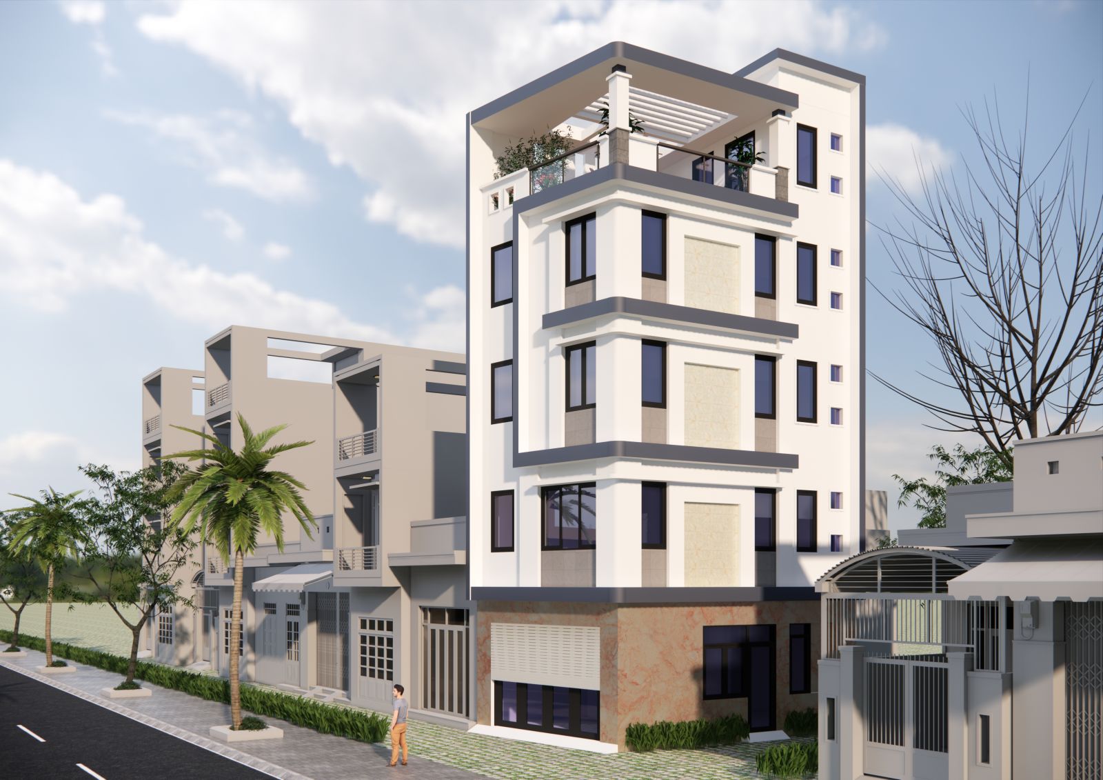 Mô tả: Thi công nhà ở Hà Nội với sân vườn, tiểu cảnh hài hòa Thi Công Nhà Ở Hà Nội 2025