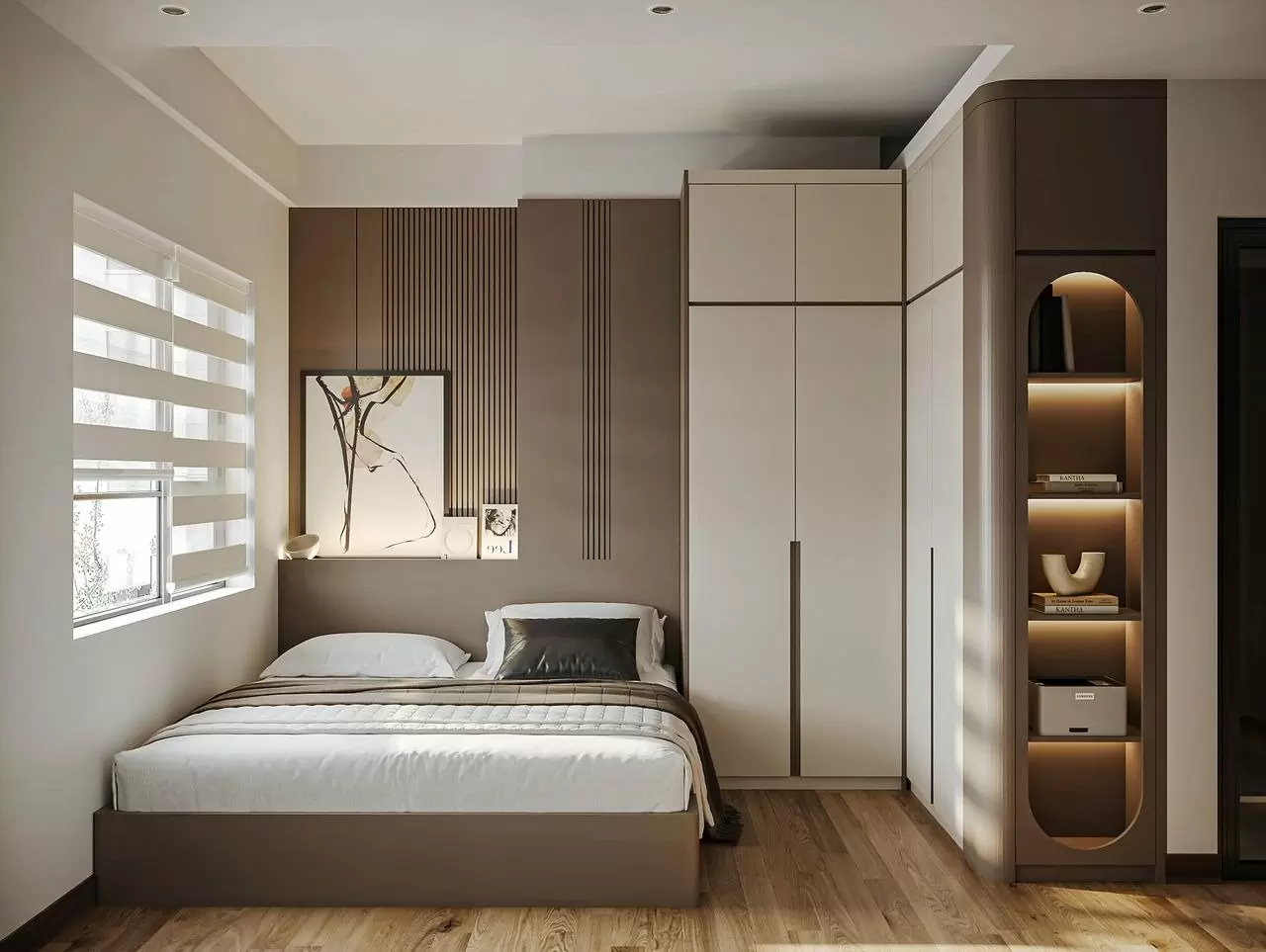 Thiết kế phòng ngủ nhỏ tối ưu Huế năm 2025 – Giải pháp lưu trữ thông minh cho không gian hạn chế 5 Thiết kế phòng ngủ nhỏ tối ưu Huế năm 2025