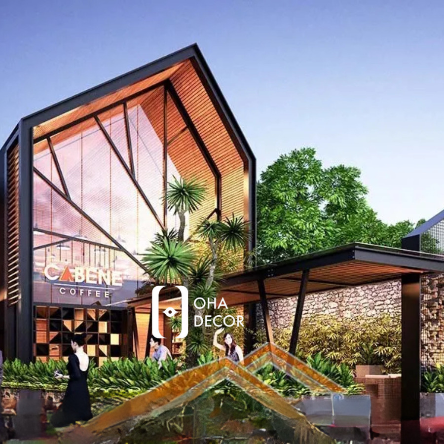 Thiết kế thi công cafe nhà tiền chế Quảng Bình