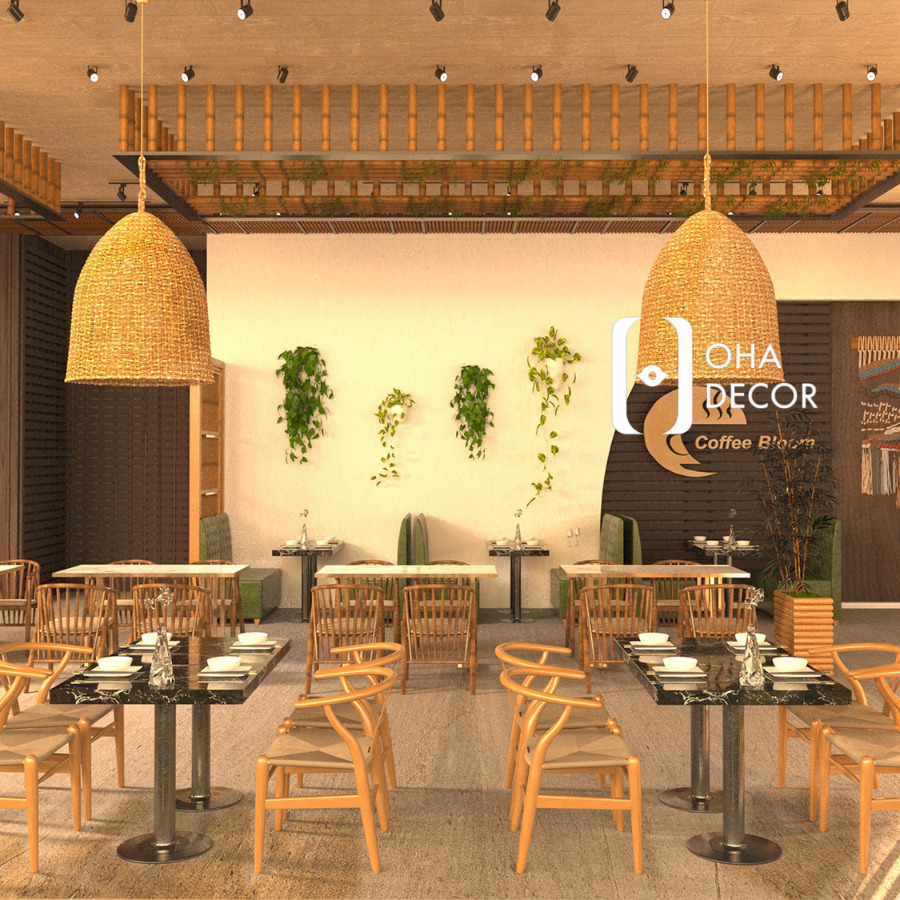 Giá thi công tấm tre decor trần quán ăn, quán cafe Đà Nẵng