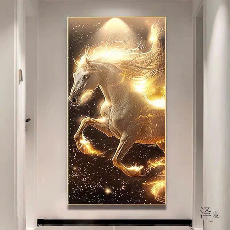 Mô tả: Tranh Tết mã đáo thành công tặng sếp Huế 2026 phong cách tối giản, ngựa trắng bóng, nền đen lấp lánh nhưng cực mạnh mẽ Tranh Tết Mã Đáo Thành Công Tặng Sếp Huế 2026