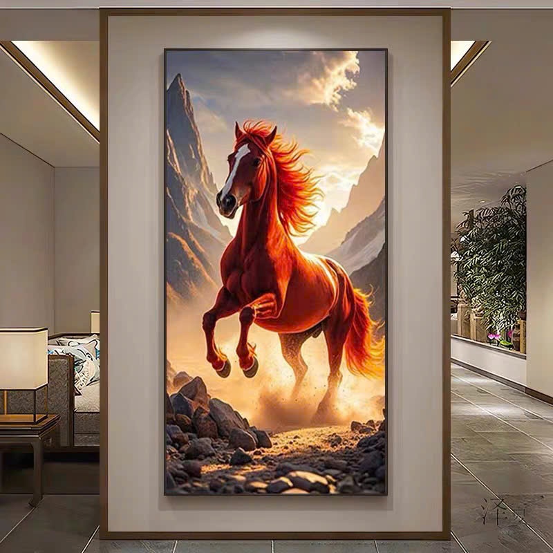 Mô tả: Tranh Tết mã đáo thành công tặng sếp Huế 2026 in lụa, màu ấm áp, sang trọng như tranh thật Tranh Tết Mã Đáo Thành Công Tặng Sếp Huế 2026