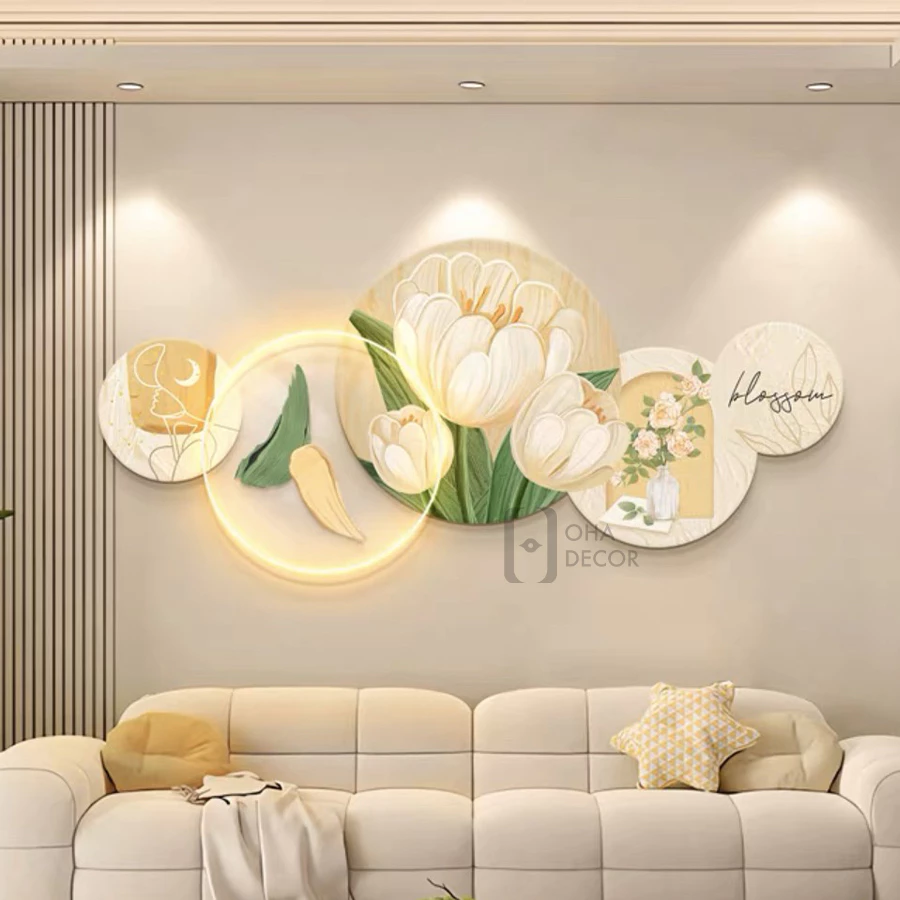Tranh mica hoa 3D led decor spa Huế