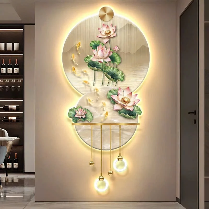 Tranh Tết 3D led hoa sen treo phòng khách Huế