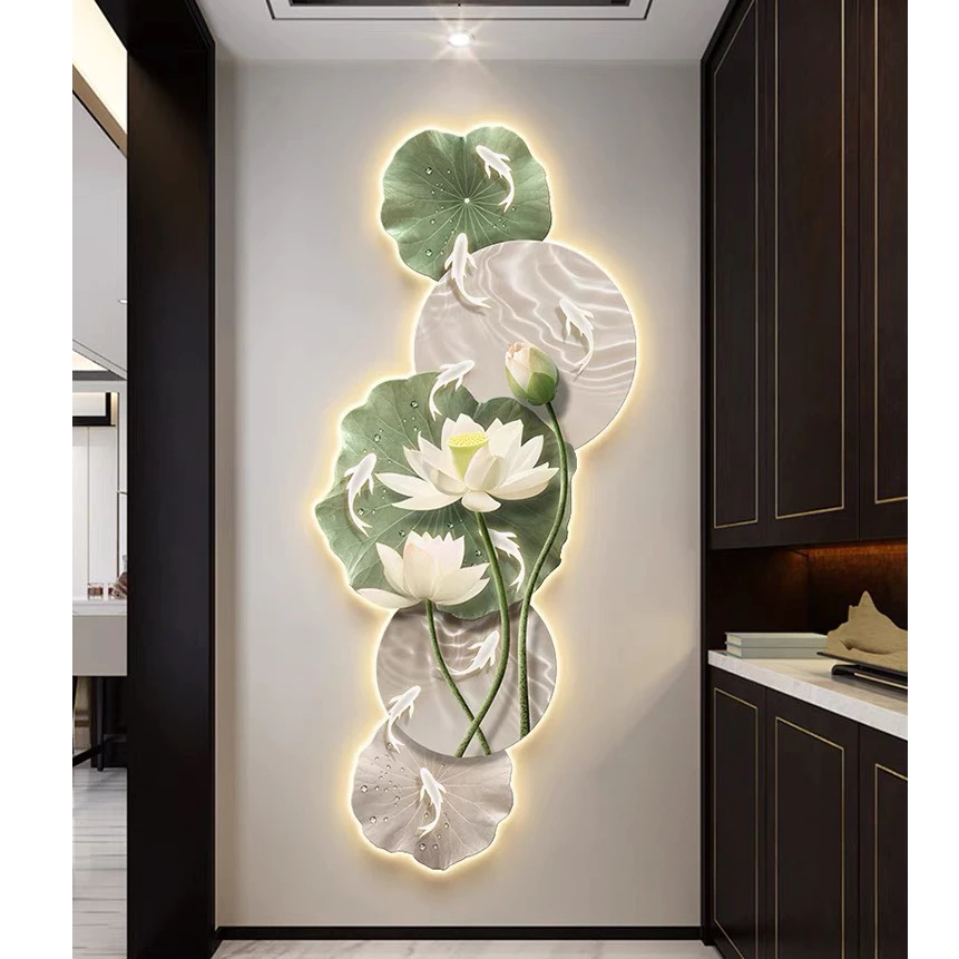 Tranh Tết 3D led hoa sen treo phòng khách Huế