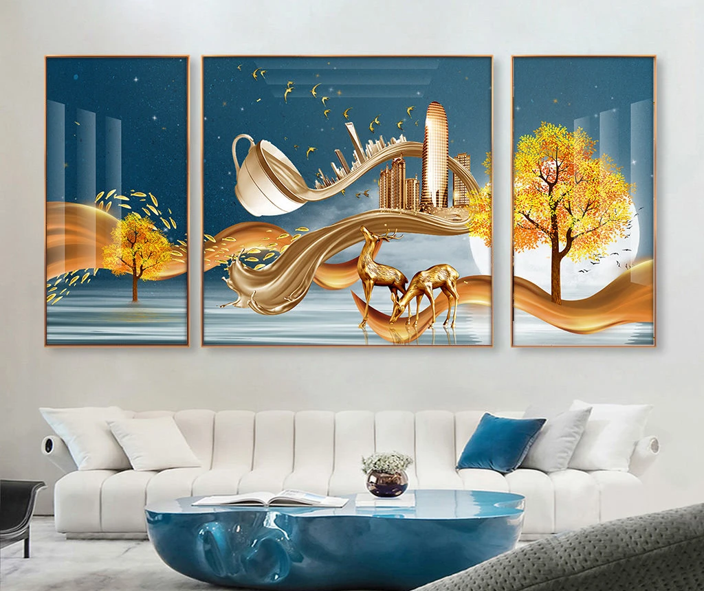 Tranh tết bộ 3 hươu sừng hoa treo phòng khách TP. Hồ Chí Minh