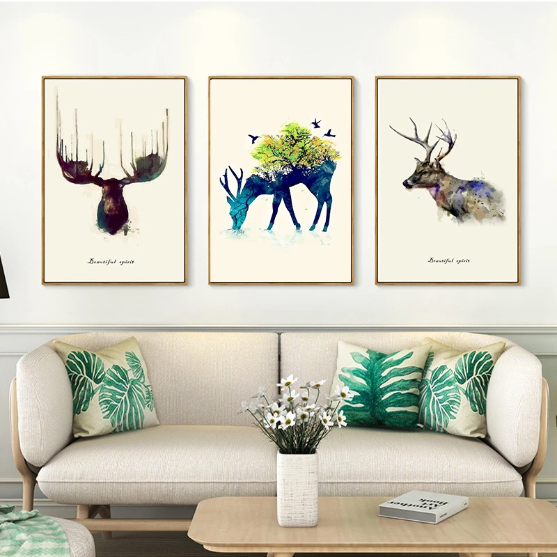 Tranh tết bộ 3 hươu sừng hoa treo phòng khách TP. Hồ Chí Minh