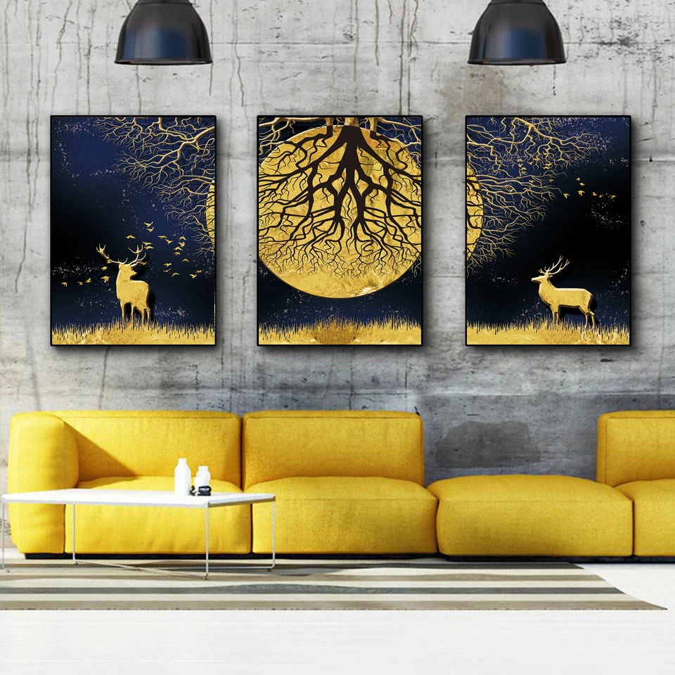 Tranh tết bộ 3 hươu sừng hoa treo phòng khách TP. Hồ Chí Minh