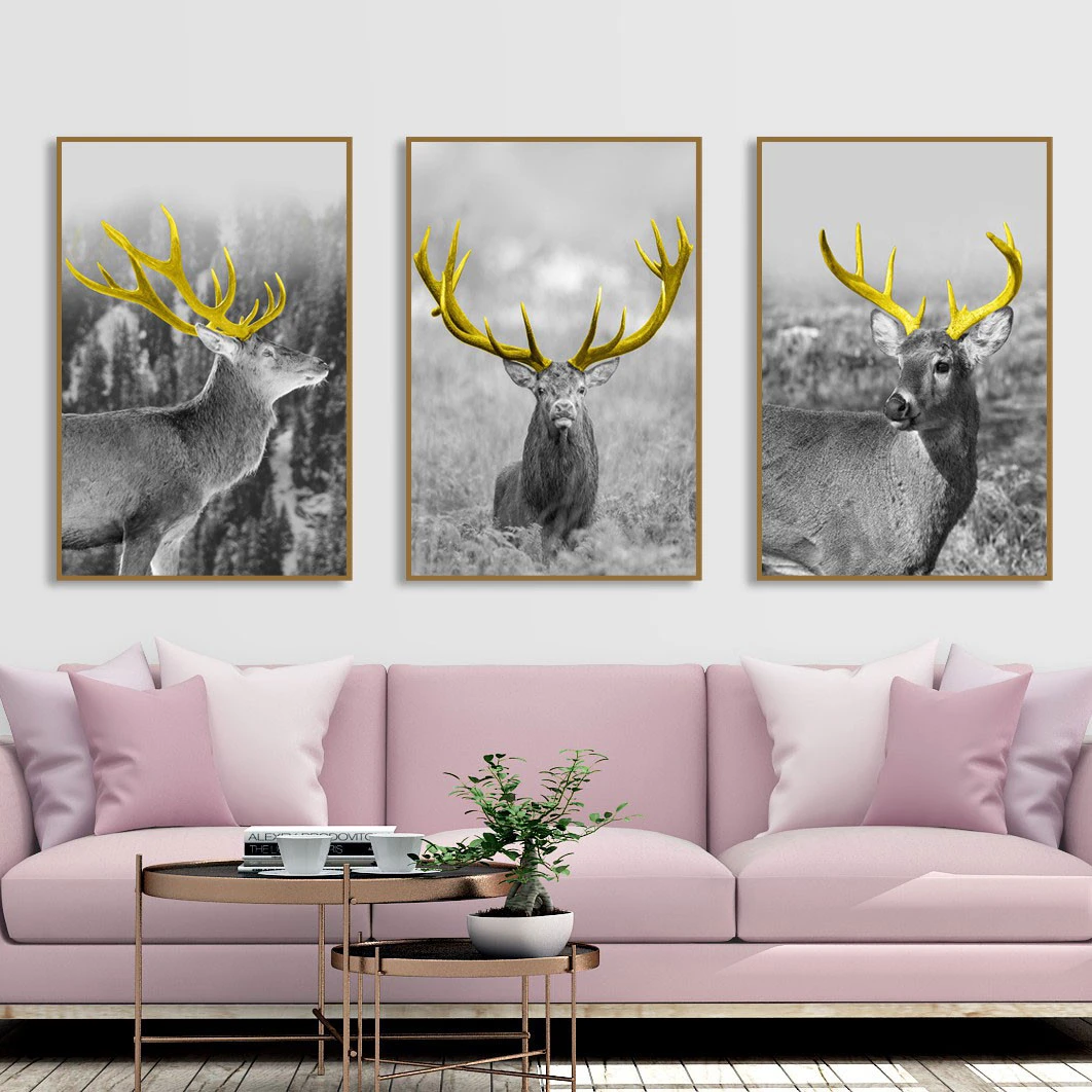 Tranh tết bộ 3 hươu sừng hoa treo phòng khách TP. Hồ Chí Minh