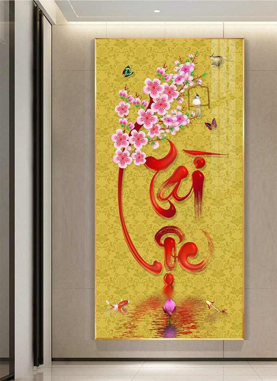 Tranh tết hoa đào tráng gương treo phòng khách Hồ Chí Minh – Xu hướng decor Tết năm 2026 2 Tranh tết hoa đào tráng gương treo phòng khách TP. Hồ Chí Minh