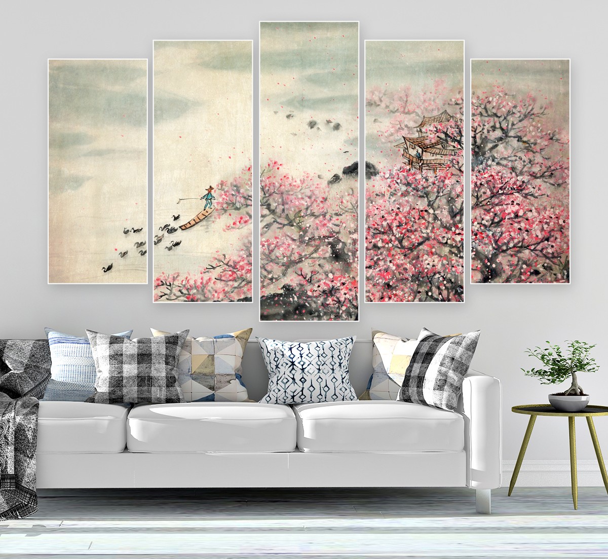 Tranh tết hoa đào tráng gương treo phòng khách Hồ Chí Minh – Xu hướng decor Tết năm 2026 4 Tranh tết hoa đào tráng gương treo phòng khách TP. Hồ Chí Minh