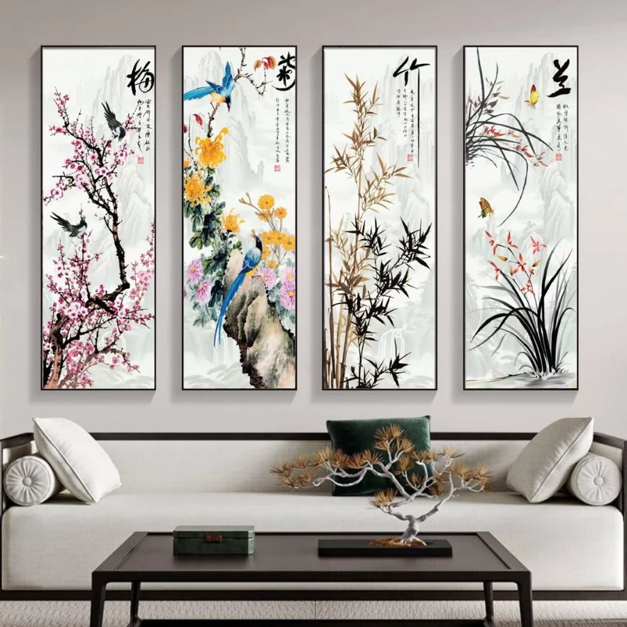 Tranh tết tứ quý tùng cúc trúc mai Quảng Bình