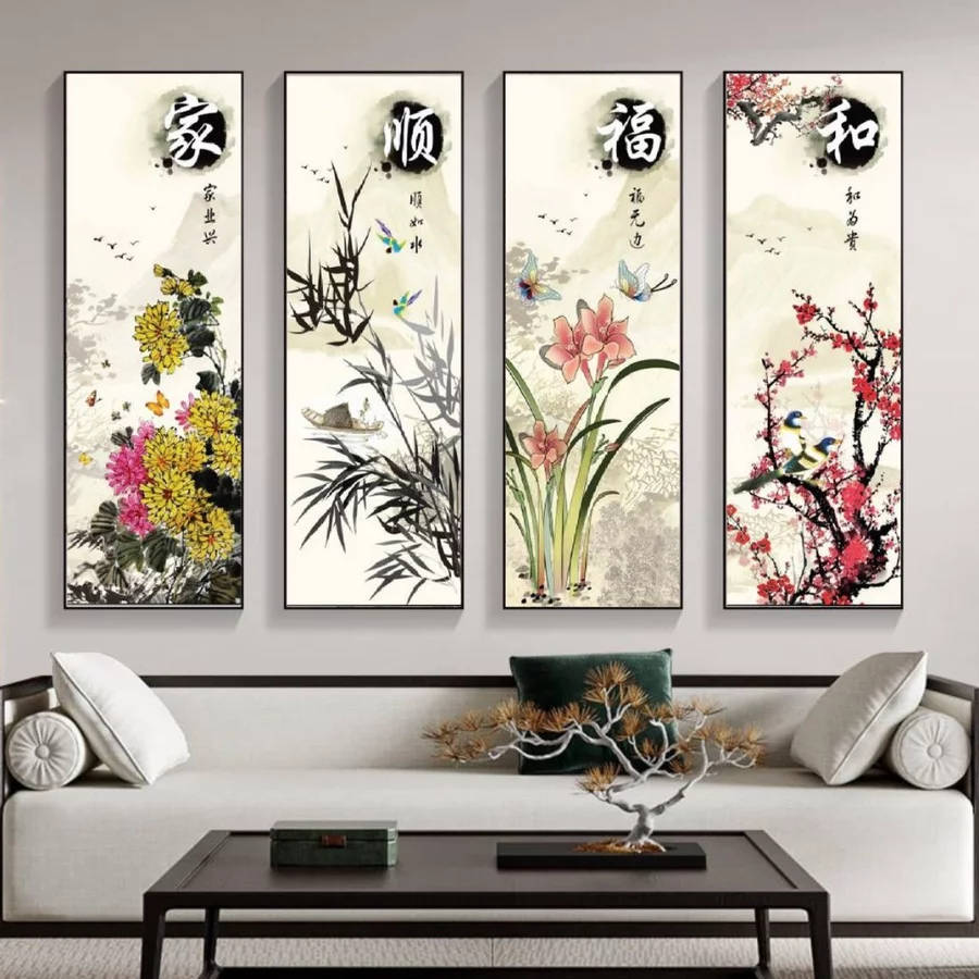 Tranh tết tứ quý tùng cúc trúc mai Quảng Bình