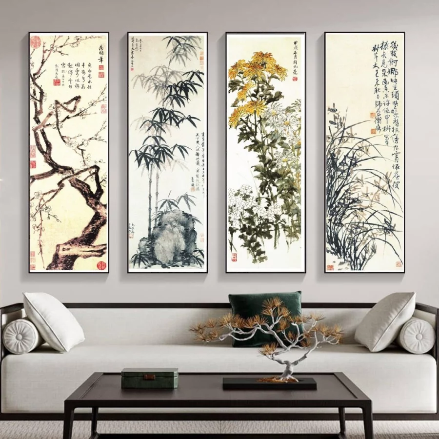 Tranh tết tứ quý tùng cúc trúc mai Quảng Bình