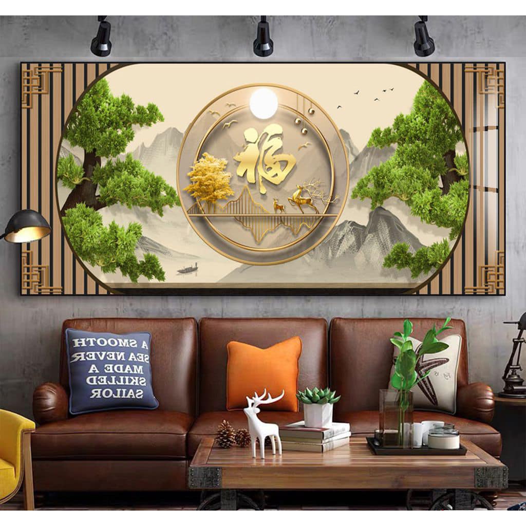 Tranh tết tùng bách tráng gương phòng khách Hà Nội