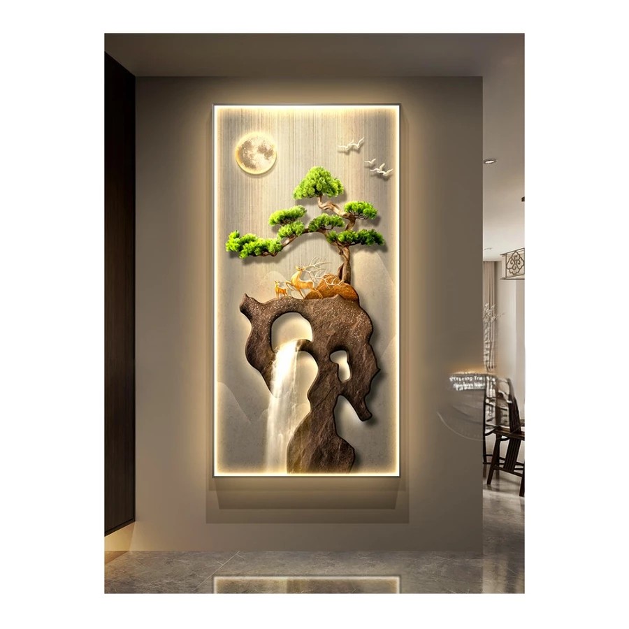 Tranh tết tùng bách tráng gương phòng khách Hà Nội