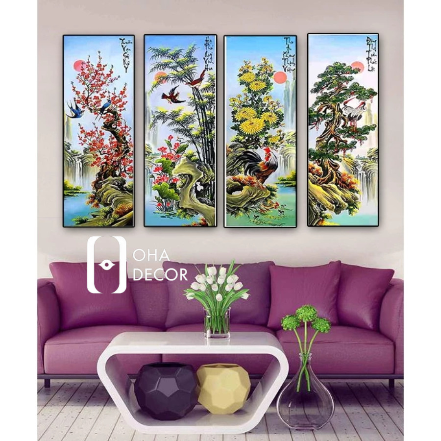 Tranh tết tứ quý tặng sếp Quảng Ngãi | Quà biếu tinh tế nâng tầm mối quan hệ dịp xuân về 5 tu quan ao go go do 2 8