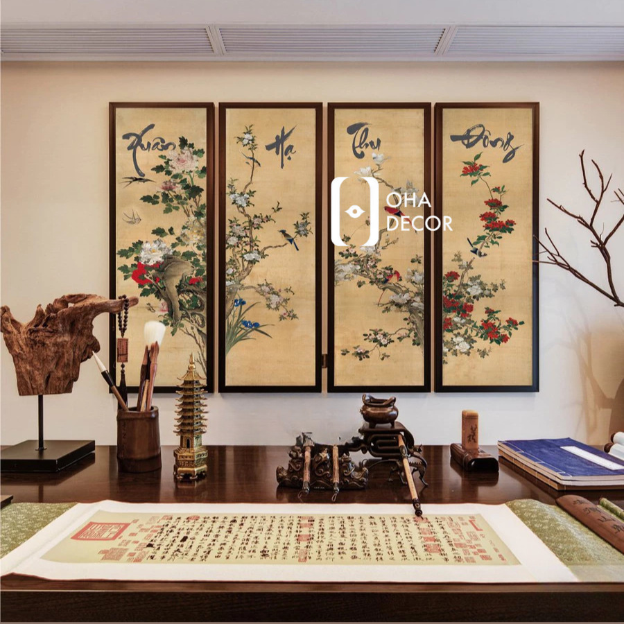 Tranh tết tứ quý tặng sếp Quảng Ngãi | Quà biếu tinh tế nâng tầm mối quan hệ dịp xuân về 2 tu quan ao go go do 3 9