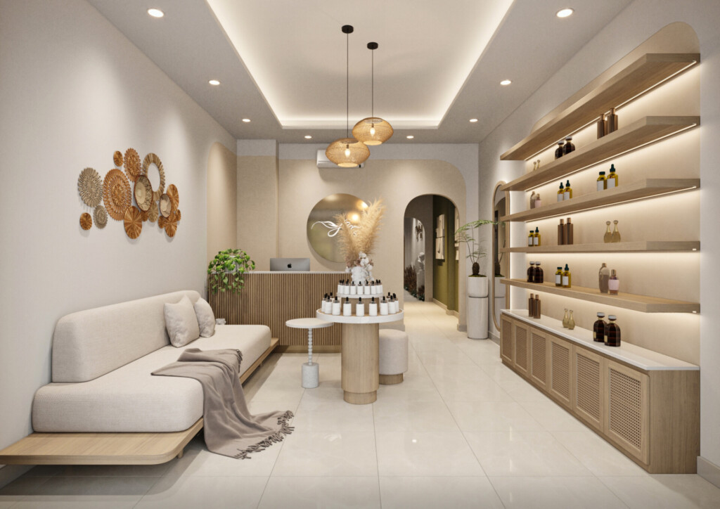 Trang trí phòng spa nhỏ đẹp tại Đà Nẵng – Giải pháp tối ưu không gian và thẩm mỹ 2026 6 trang trí phòng spa nhỏ đẹp