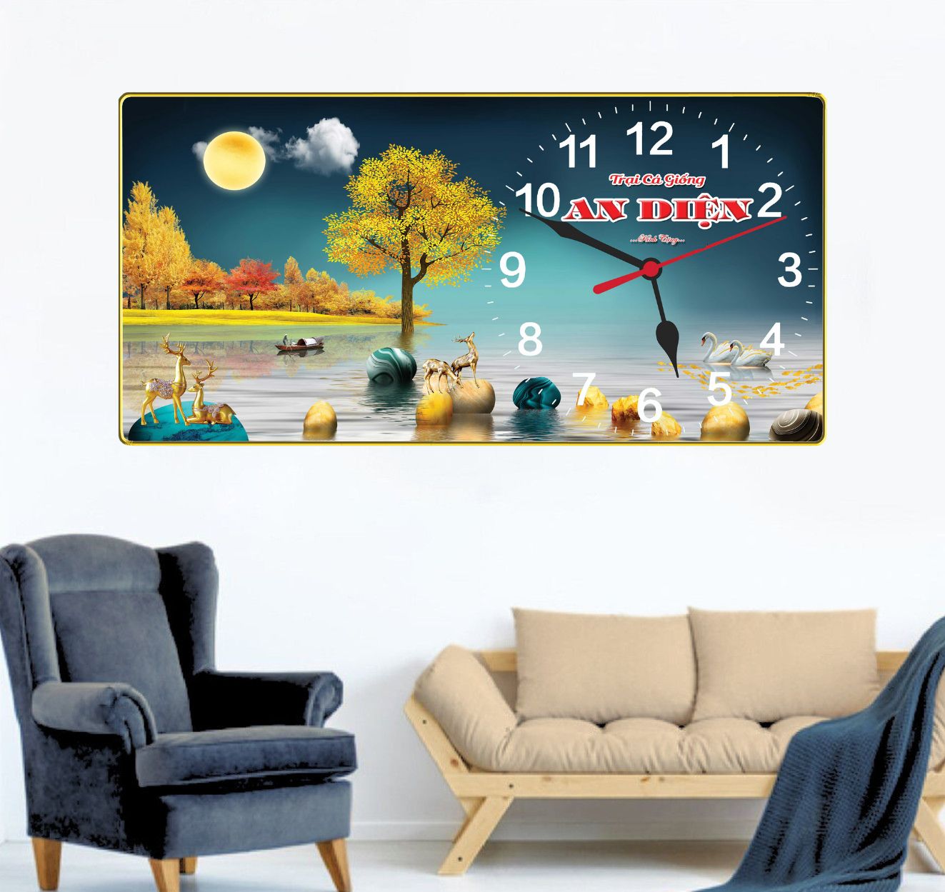In tranh đồng hồ làm quà tặng doanh nghiệp tại Hà Nội – Giải pháp quà tặng tinh tế, bền vững 2 tranh dong ho trang guong in theo yeu cau huou tai loc 4 mau 3
