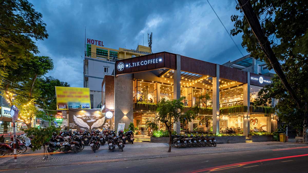 Quán Cafe Thép Tiền Chế Huế | Mô Hình Kinh Doanh Hot 2026 6 Góc check-in quán cafe thép tiền chế Huế thu hút giới trẻ