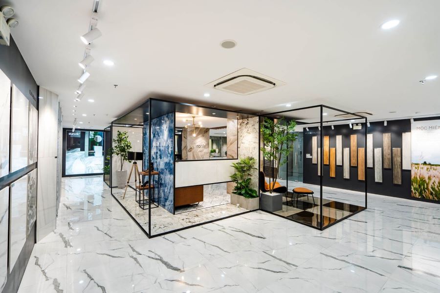 thi công showroom gạch