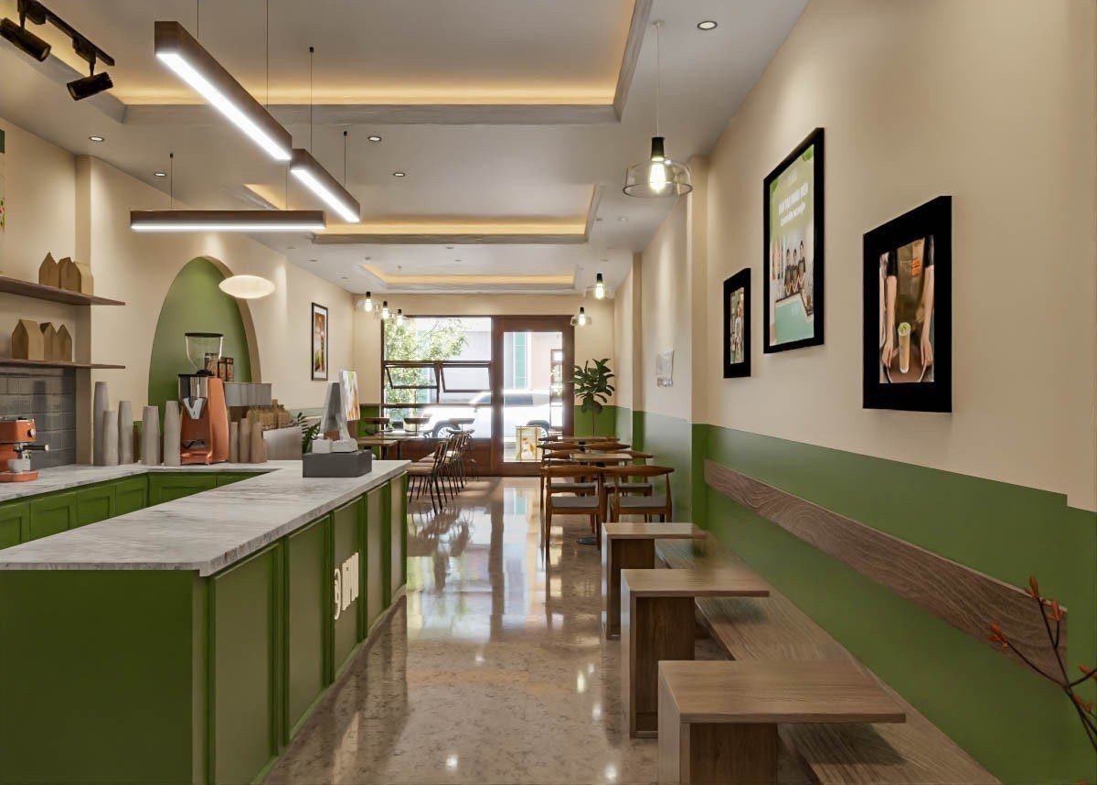 thi công thiết kế quán trà sữa Huế