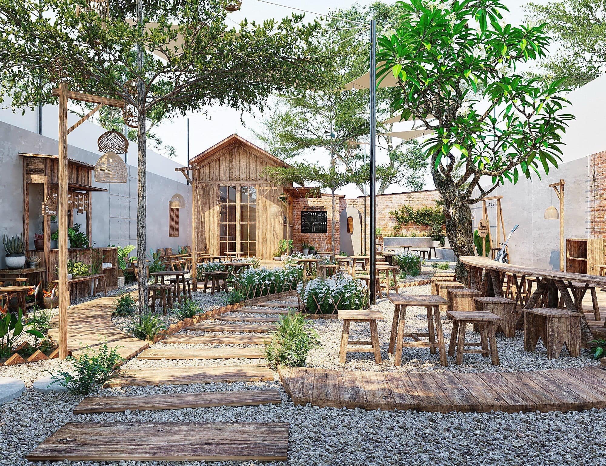Mẫu Thiết Kế Và Thi Công Quán Cafe Sân Vườn Hồ Chí Minh Hot 2026 4 Thiết kế và thi công quán cafe sân vườn HCM
