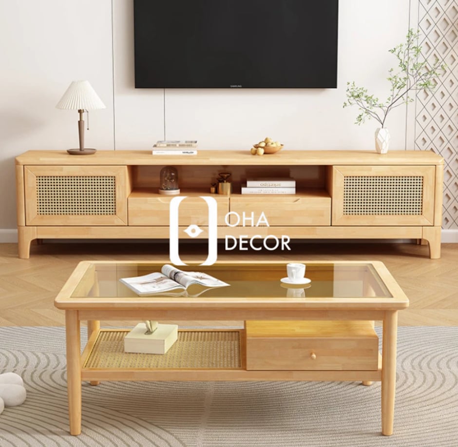 Kệ tivi gỗ tự nhiên thiết kế tối giản
