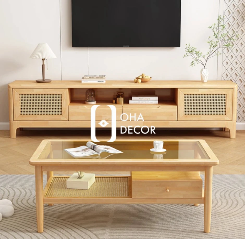 Kệ tivi gỗ tự nhiên thiết kế tối giản