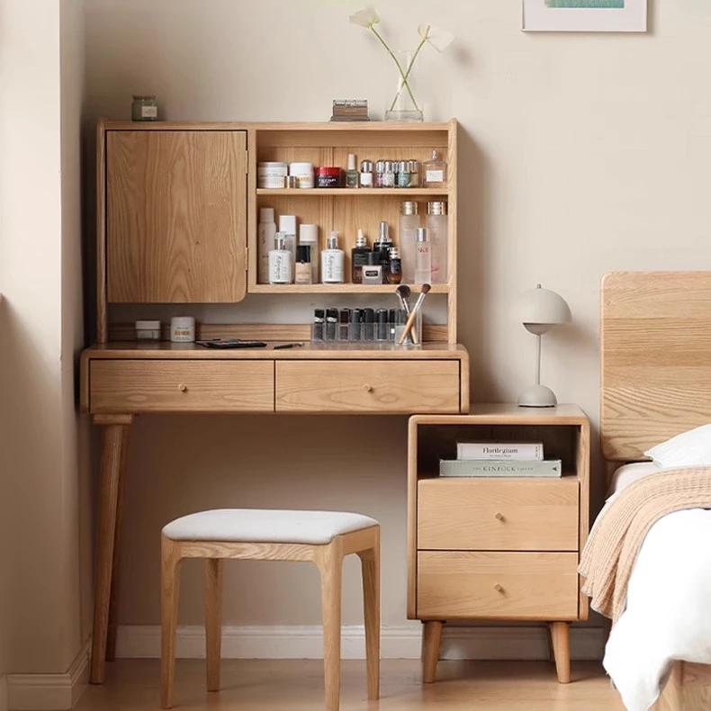 bàn trang điểm gỗ tự nhiên thiết kế đa lưu trữ