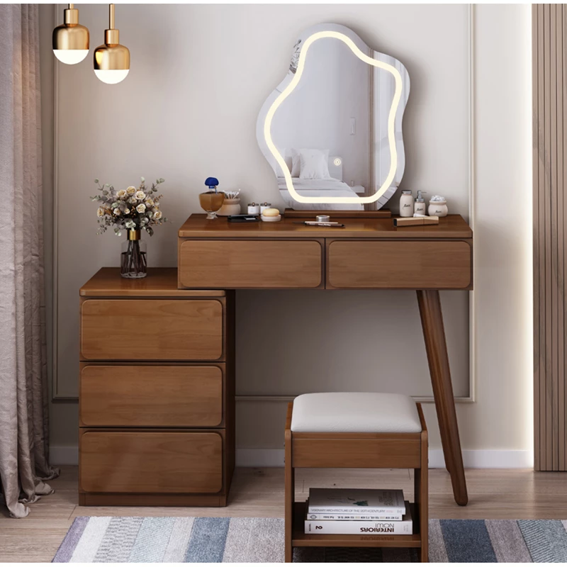 bàn trang điểm gỗ tự nhiên thiết kế đa lưu trữ