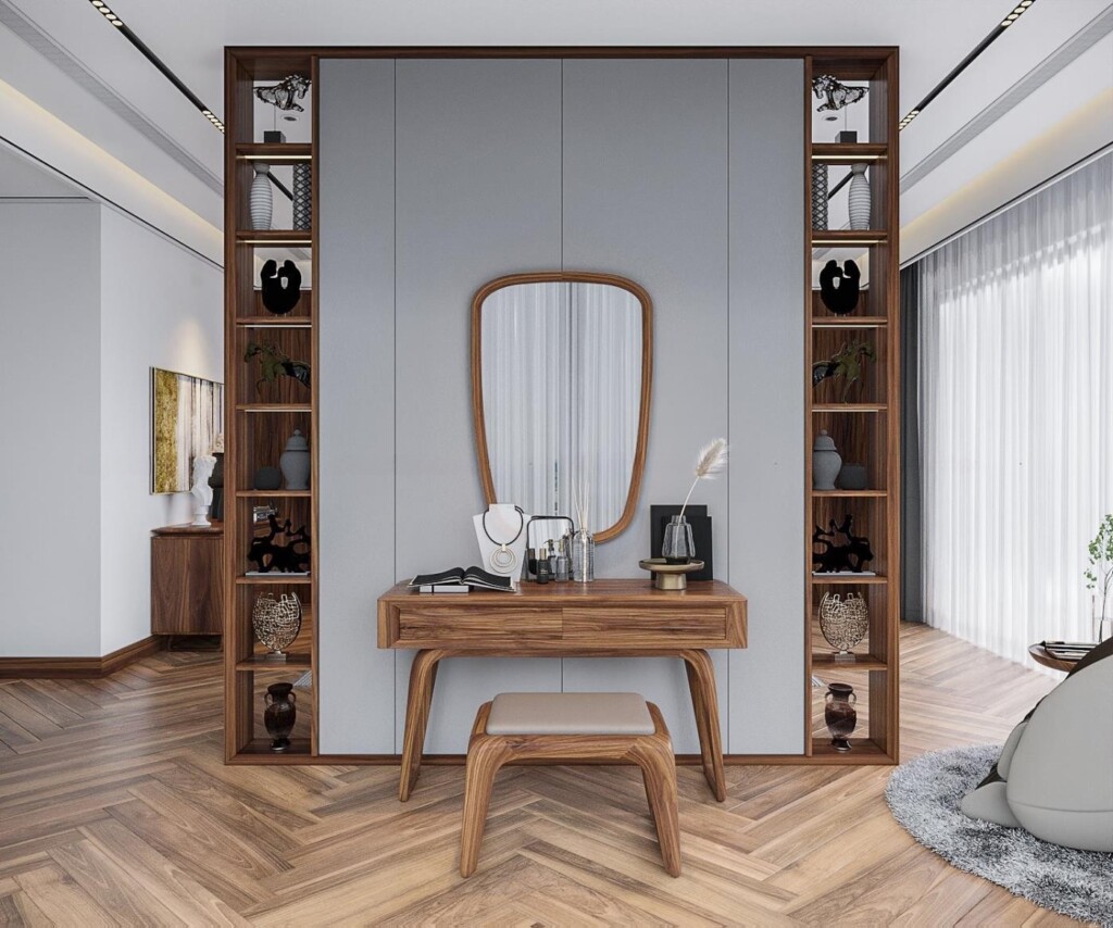 bàn trang điểm gỗ tự nhiên thiết kế hiện đại