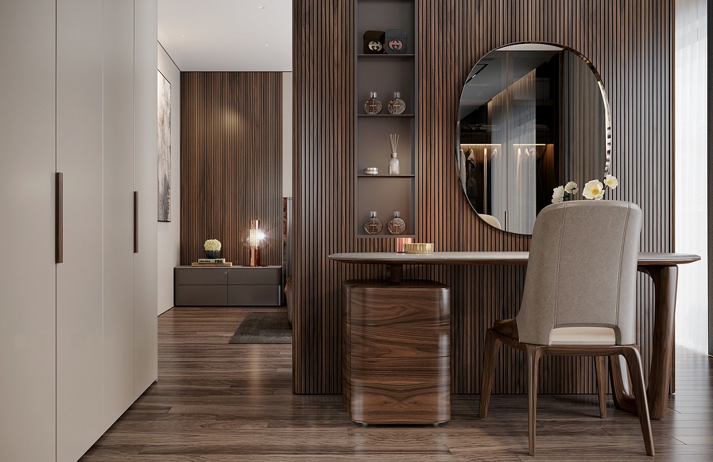 bàn trang điểm gỗ tự nhiên thiết kế hiện đại