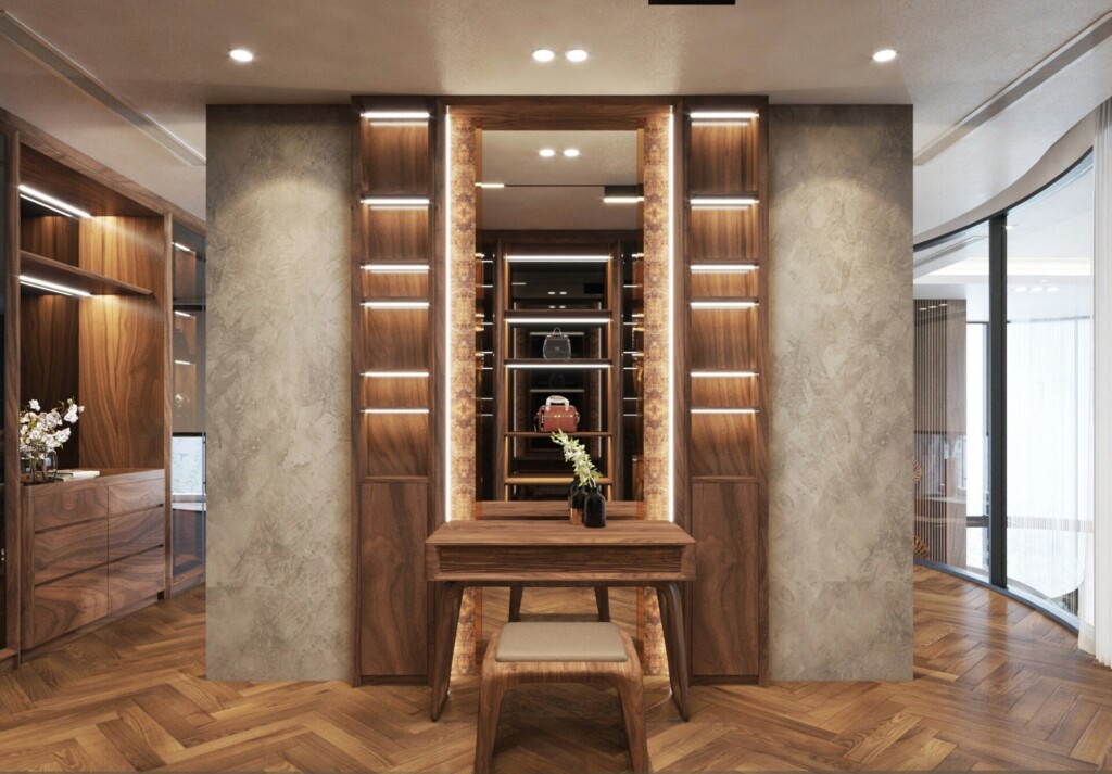 bàn trang điểm gỗ tự nhiên thiết kế hiện đại