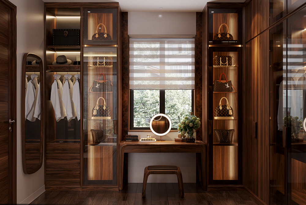 bàn trang điểm gỗ tự nhiên thiết kế hiện đại