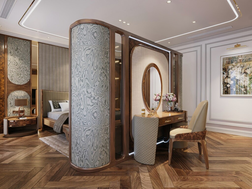 bàn trang điểm gỗ tự nhiên thiết kế hiện đại