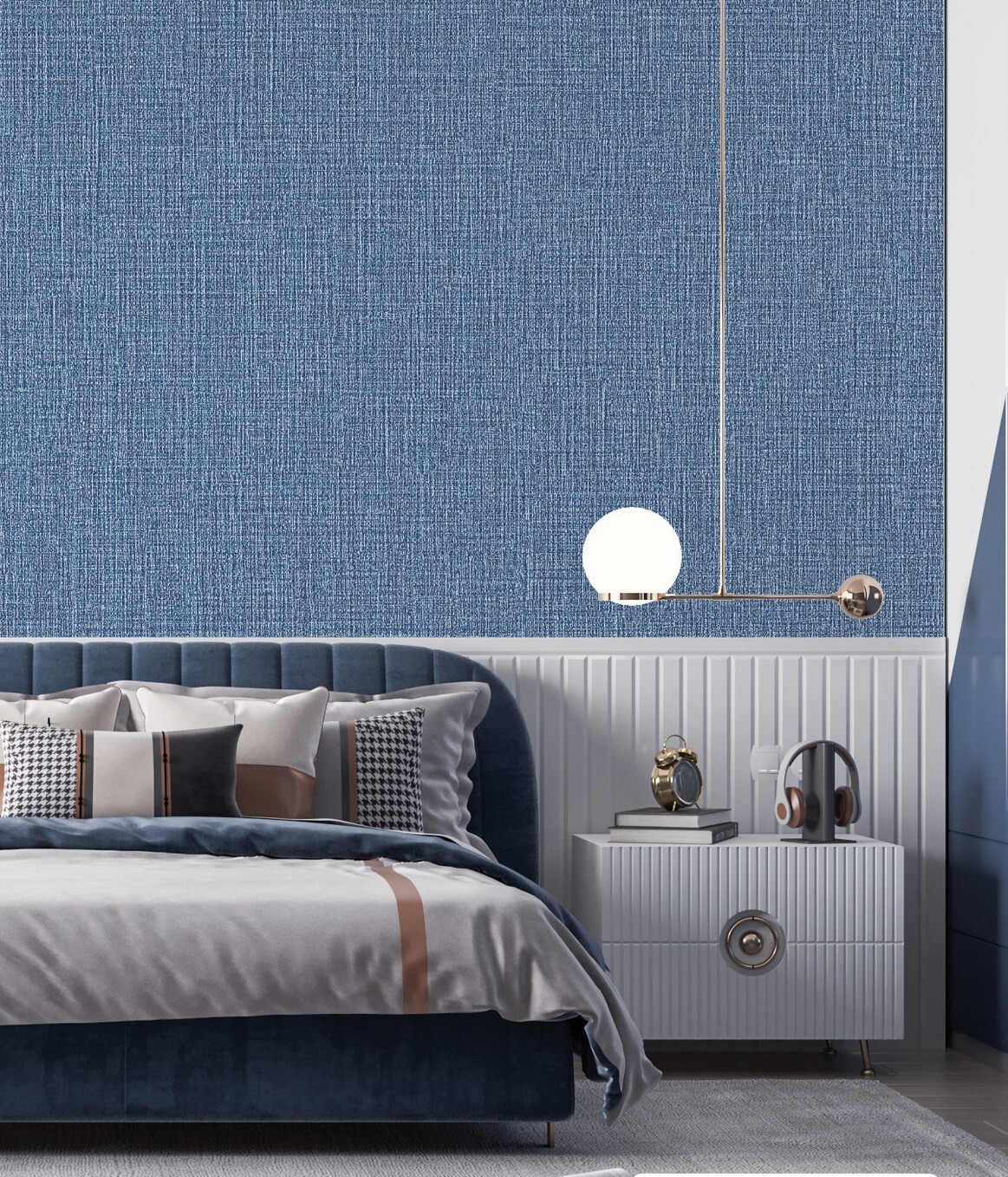 giấy dán tường phòng ngủ màu xanh Quy Nhơn