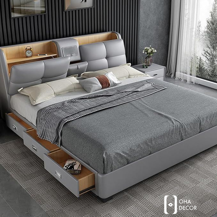 Giường Ngủ Gỗ Tự Nhiên Phong Cách Hàn Quảng Bình