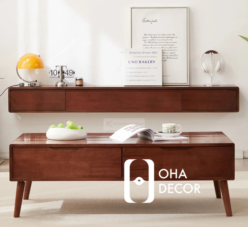 Kệ tivi gỗ treo tường